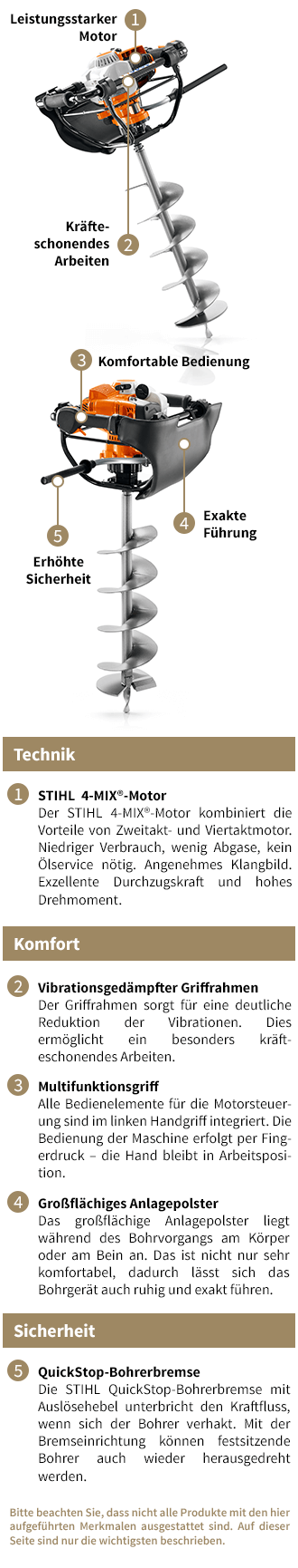 Die Erdbohrgeräte von STIHL überzeugen durch Technik, Komfort und Sicherheit. Die Ausstattungsmerkmale der STIHL Erdbohrer